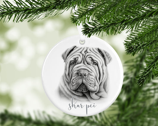 Personalised Shar Pei Christmas bauble