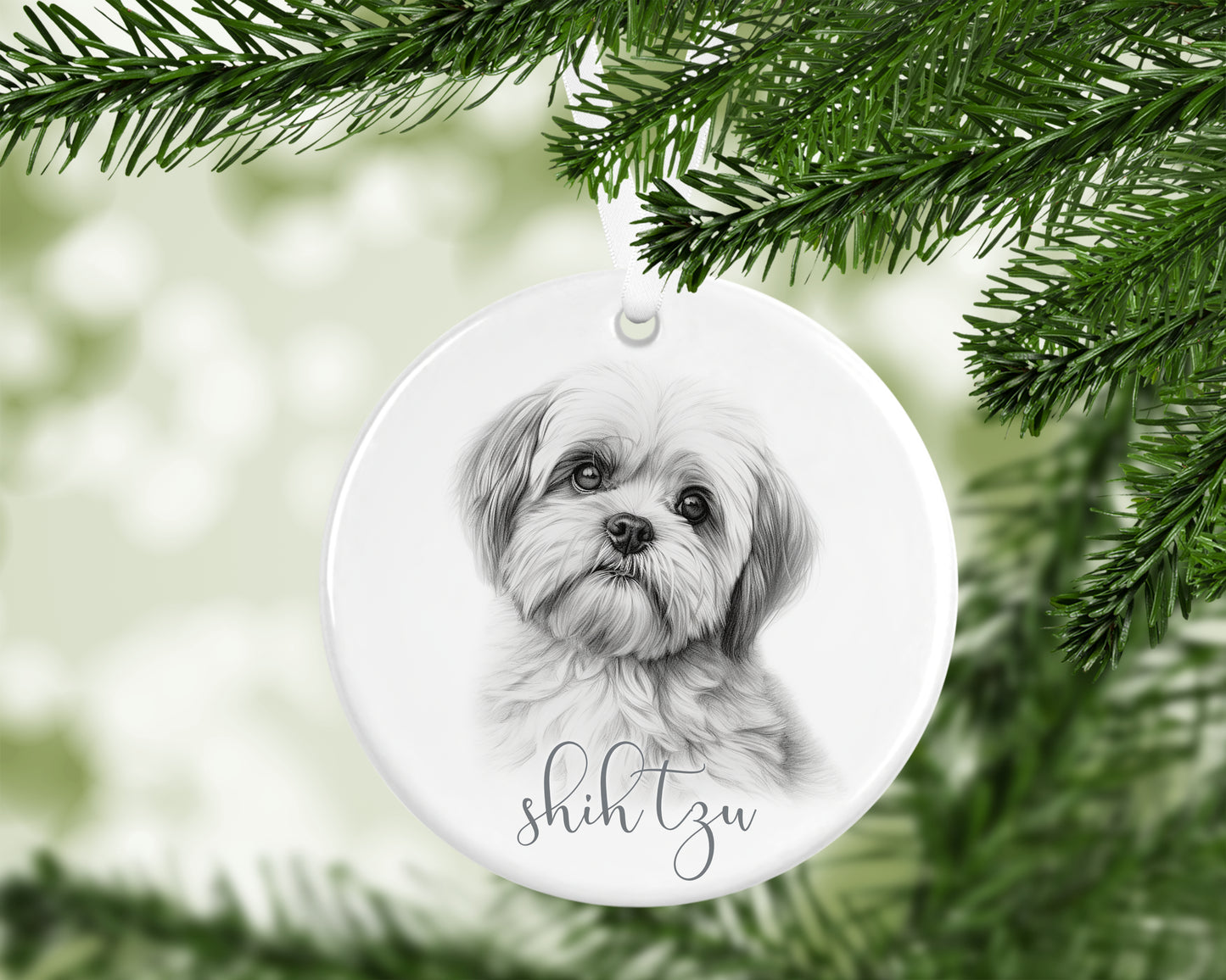 Personalised Shih Tzu Christmas bauble