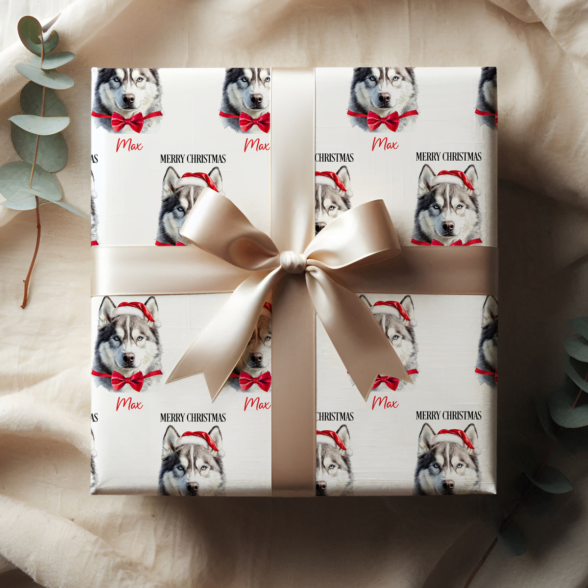 Personalised Husky Christmas Wrapping Paper – Dog Gift Wrap