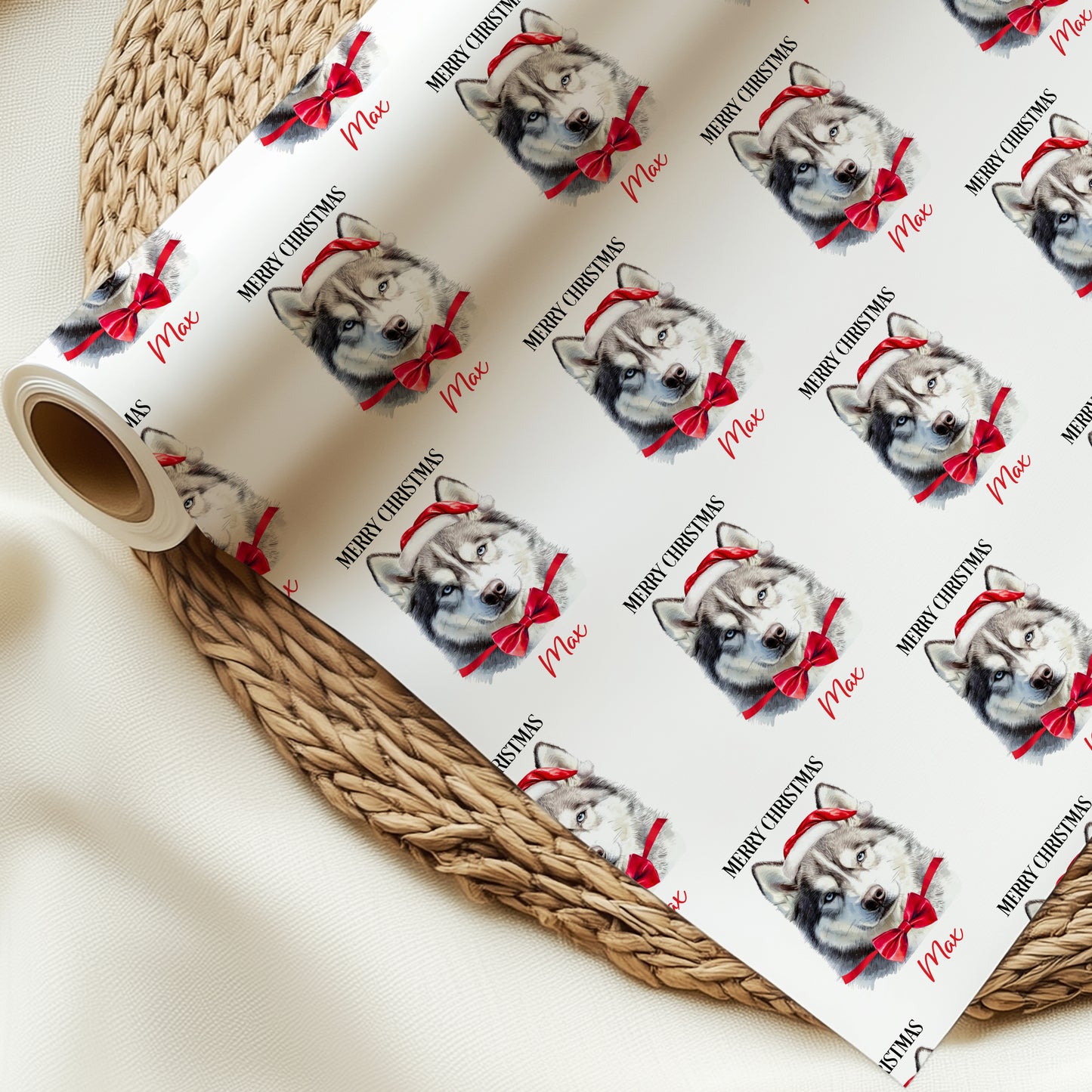 Personalised Husky Christmas Wrapping Paper – Dog Gift Wrap