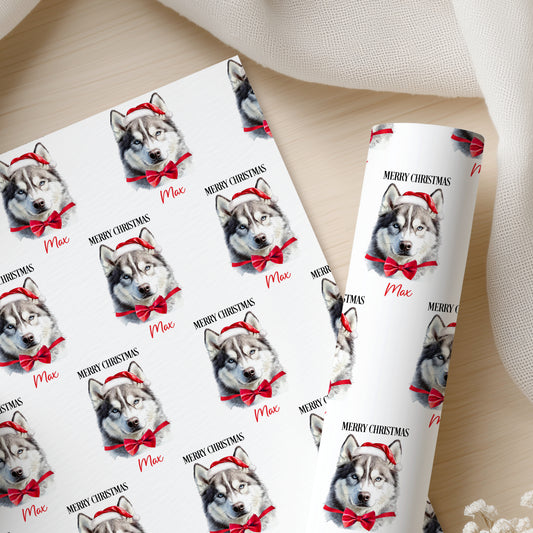 Personalised Husky Christmas Wrapping Paper – Dog Gift Wrap