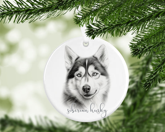 Personalised Siberian Husky Christmas bauble