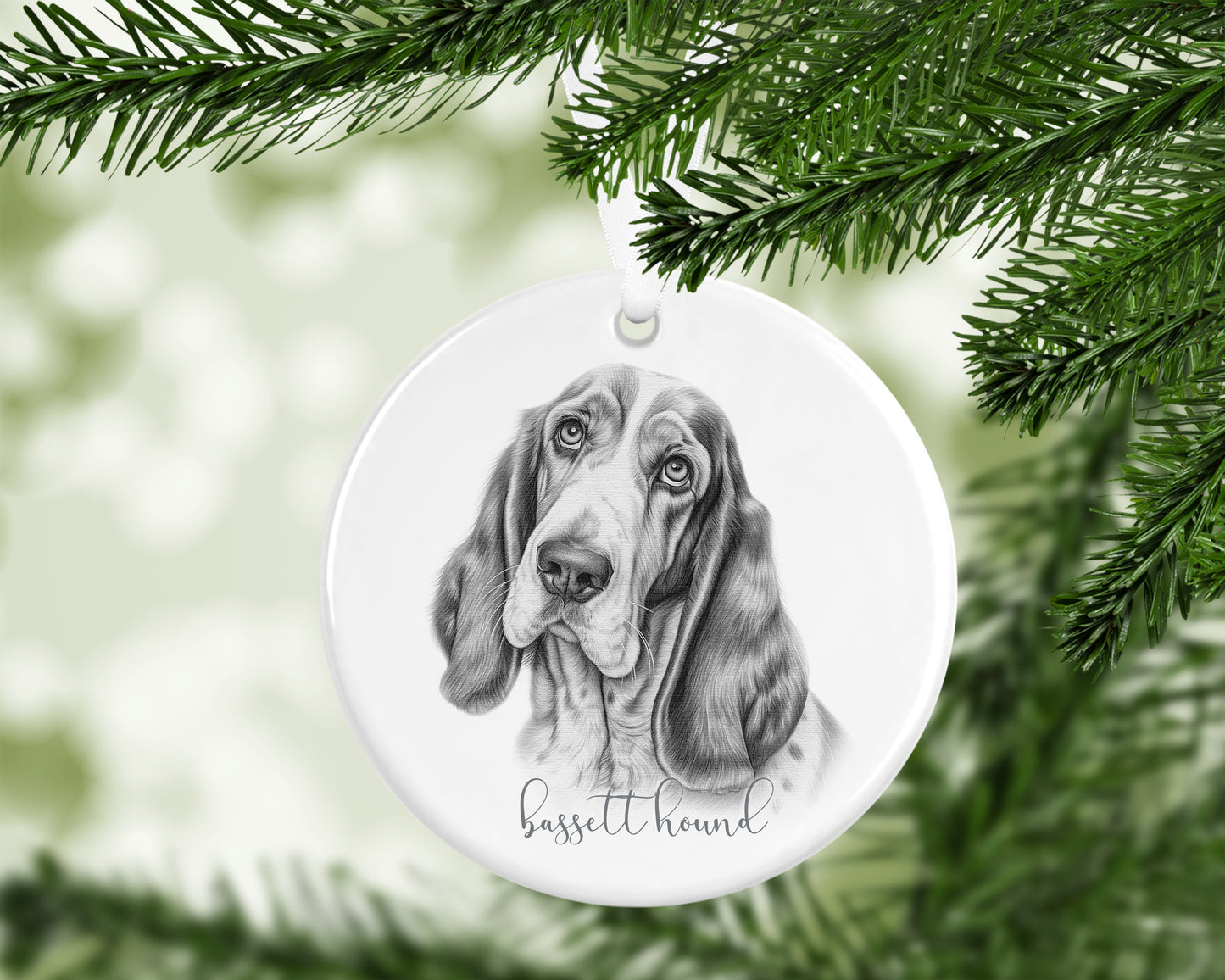 Personalised Bassett Hound Christmas bauble