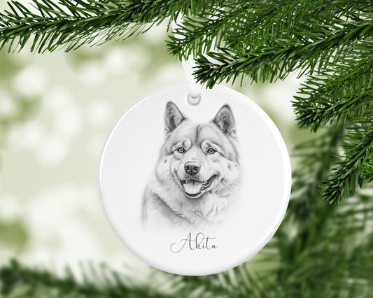 Personalised American Akita Christmas bauble