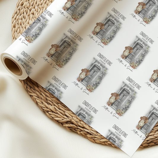 New Home Wrapping Paper, Personalised New Home gift wrap