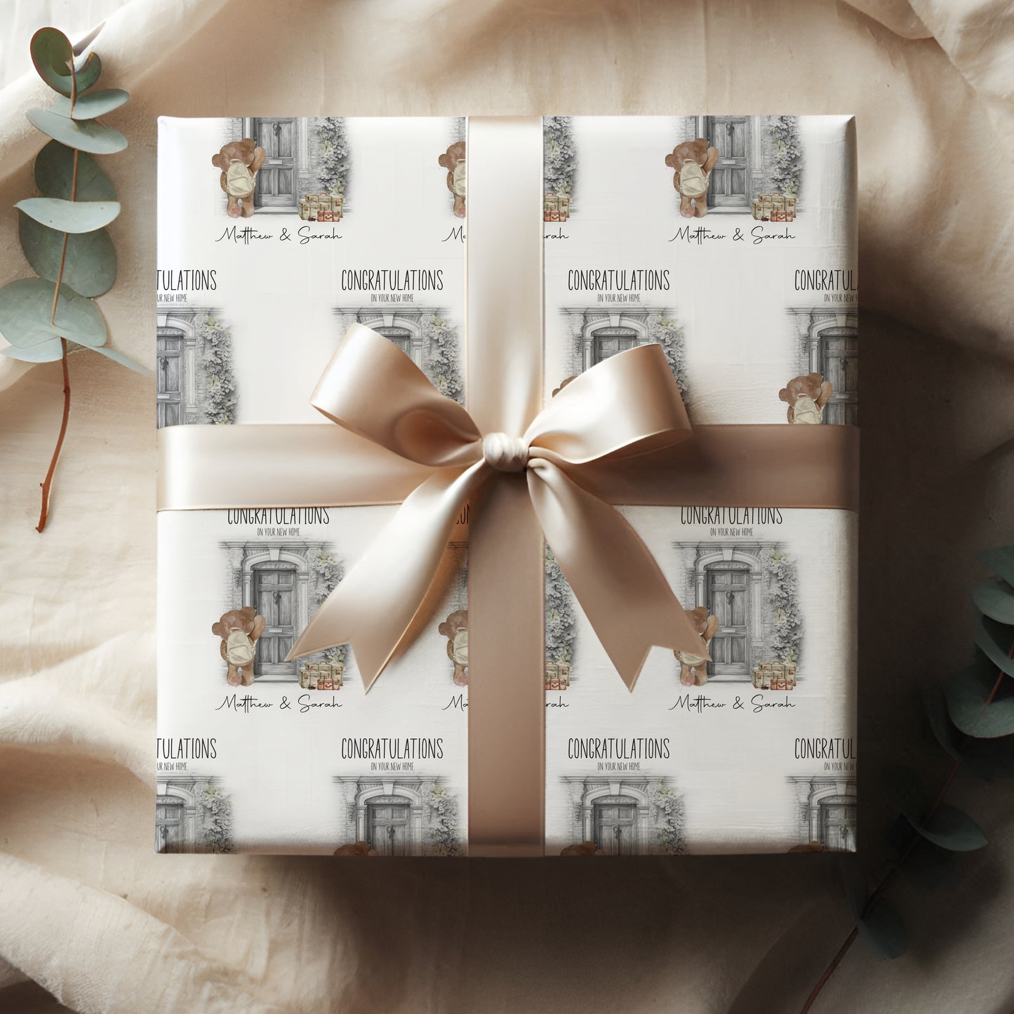 New Home Wrapping Paper, Personalised New Home gift wrap