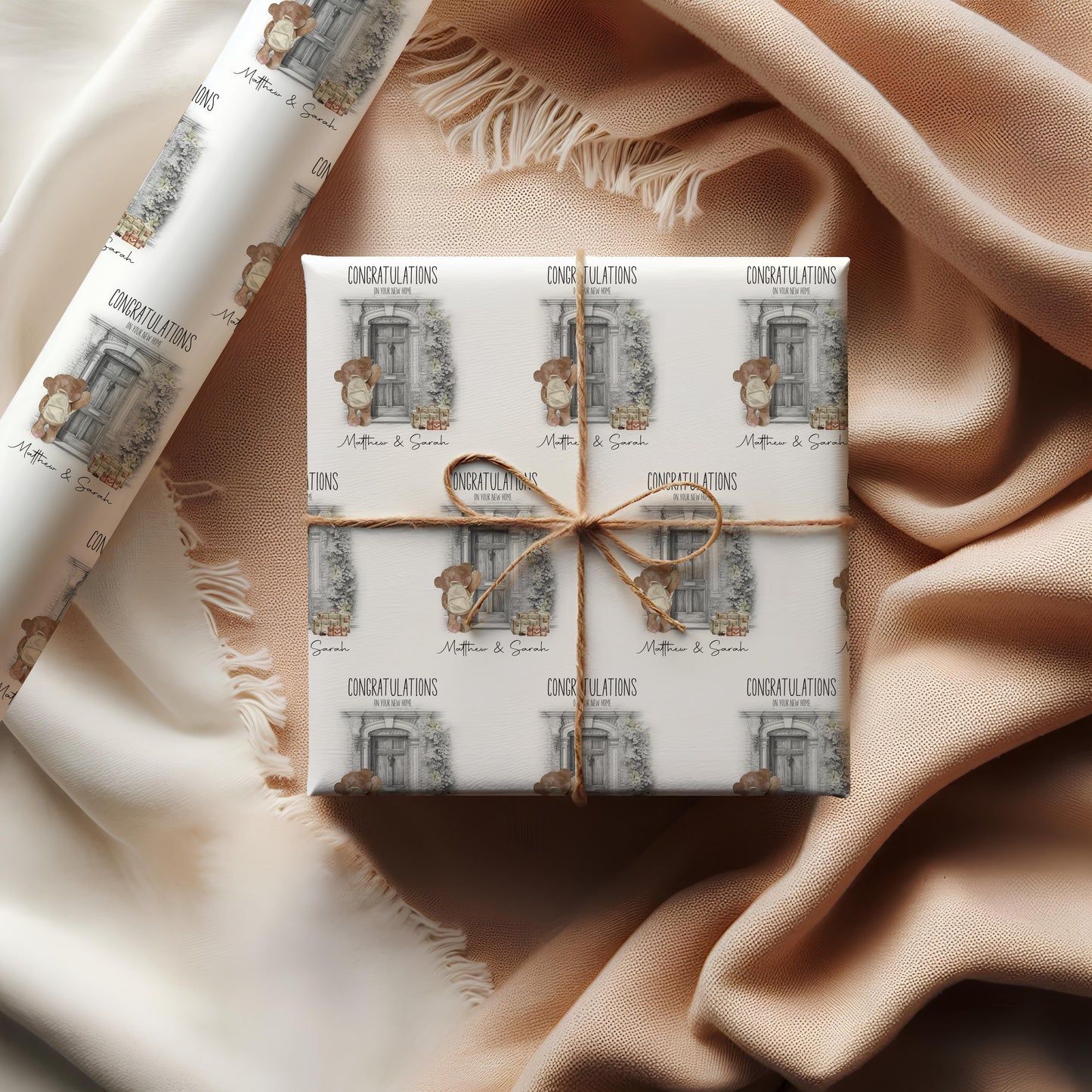 New Home Wrapping Paper, Personalised New Home gift wrap