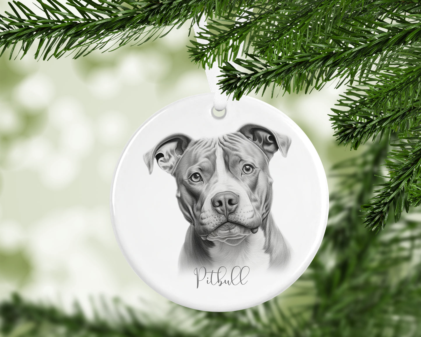 Personalised Pitbull Christmas bauble