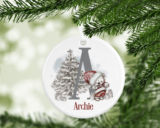 Personalised santa ceramic bauble