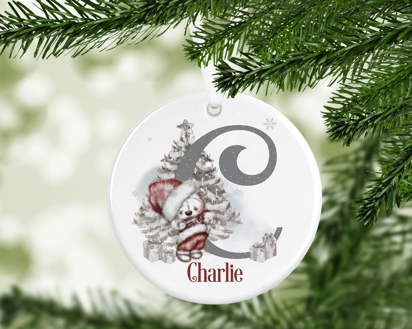 Personalised santa ceramic bauble