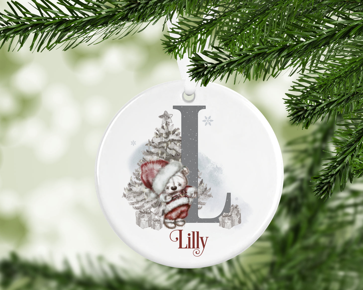 Personalised santa ceramic bauble