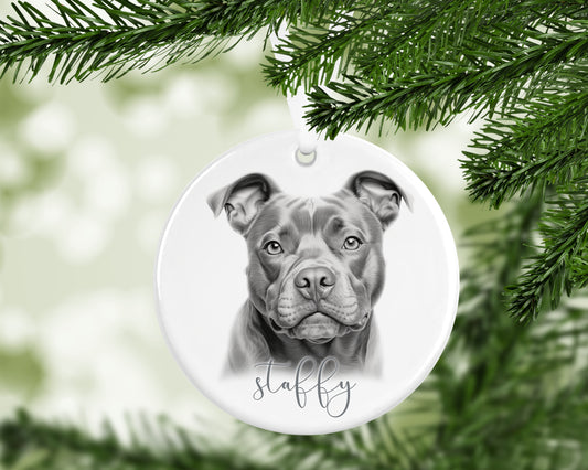 Personalised Staffy Christmas bauble