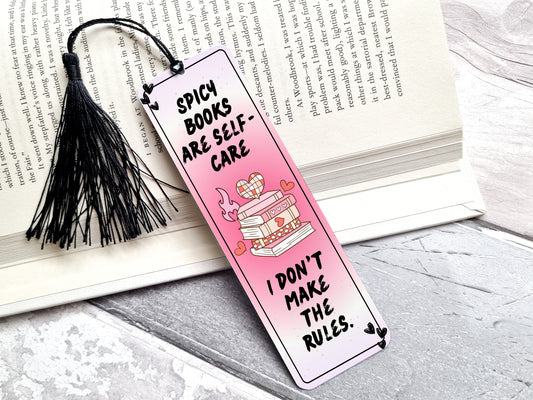 Spicy books are self care bookmark, Smut reader gift, Booktok bookmark, Secret Santa gift for her, Romance Reader, Metal Bookmark