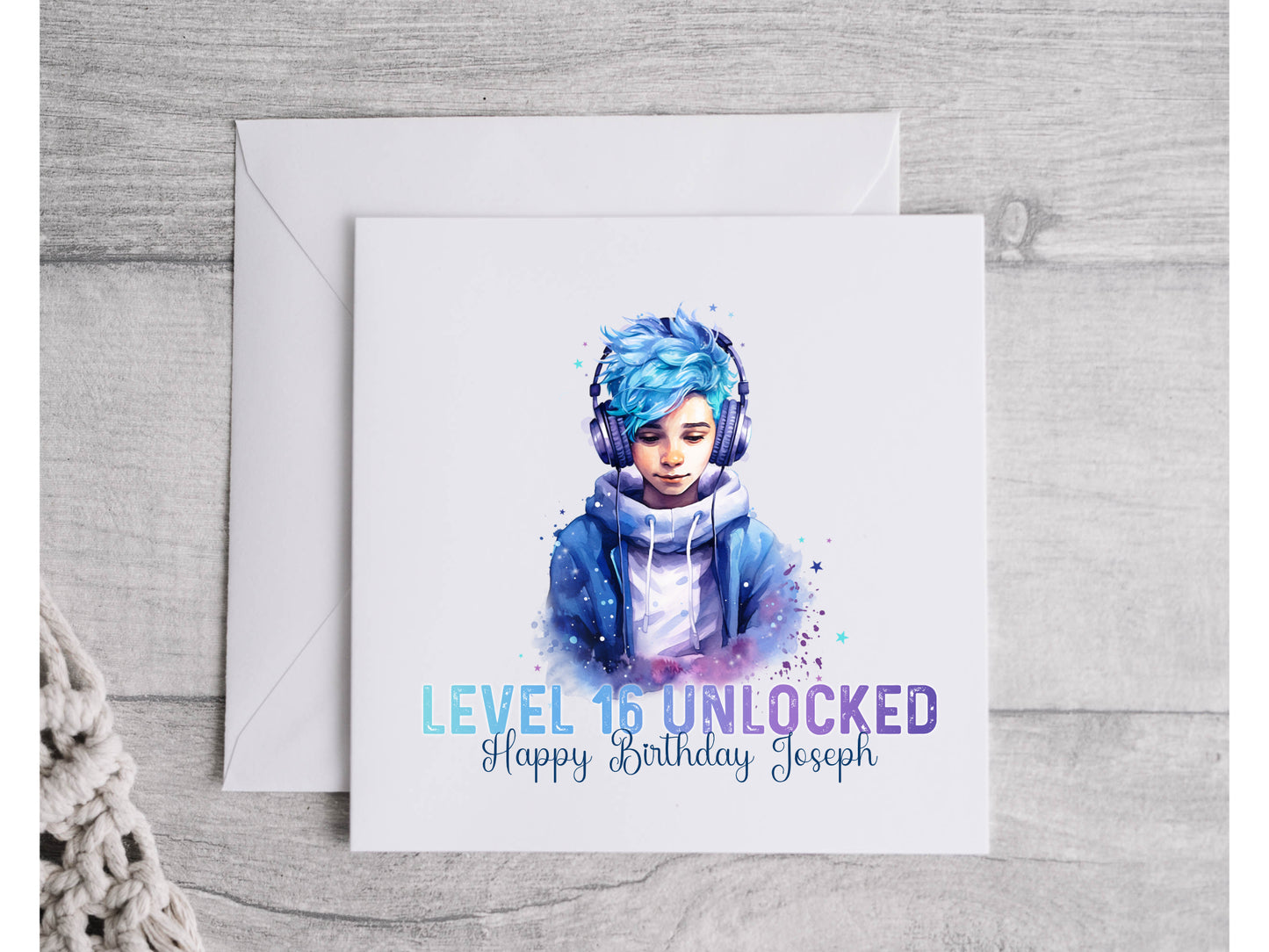 Personalised gamer boy birthday card