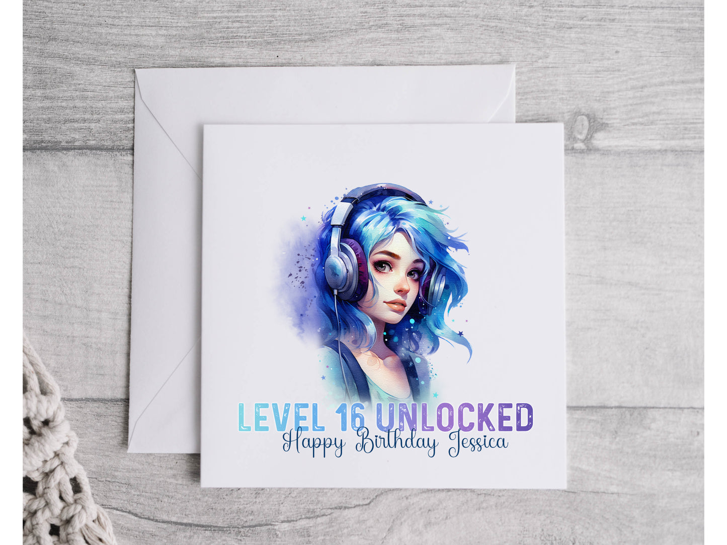 Personalised gamer girl birthday card