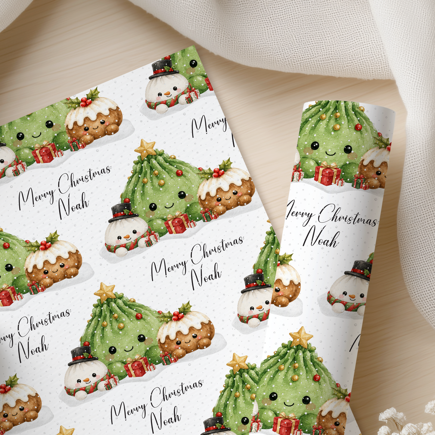 Personalised Dumpling Christmas Wrapping Paper