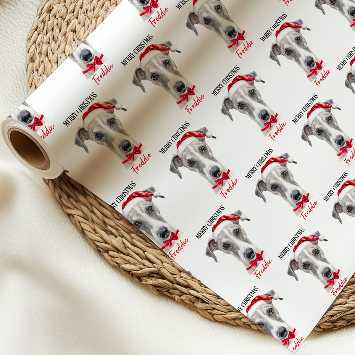 Personalised Whippet Christmas Wrapping Paper – Dog Gift Wrap