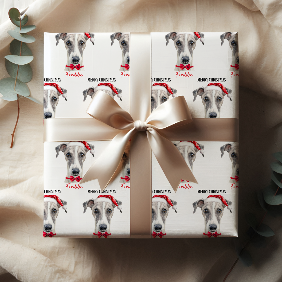 Personalised Whippet Christmas Wrapping Paper – Dog Gift Wrap