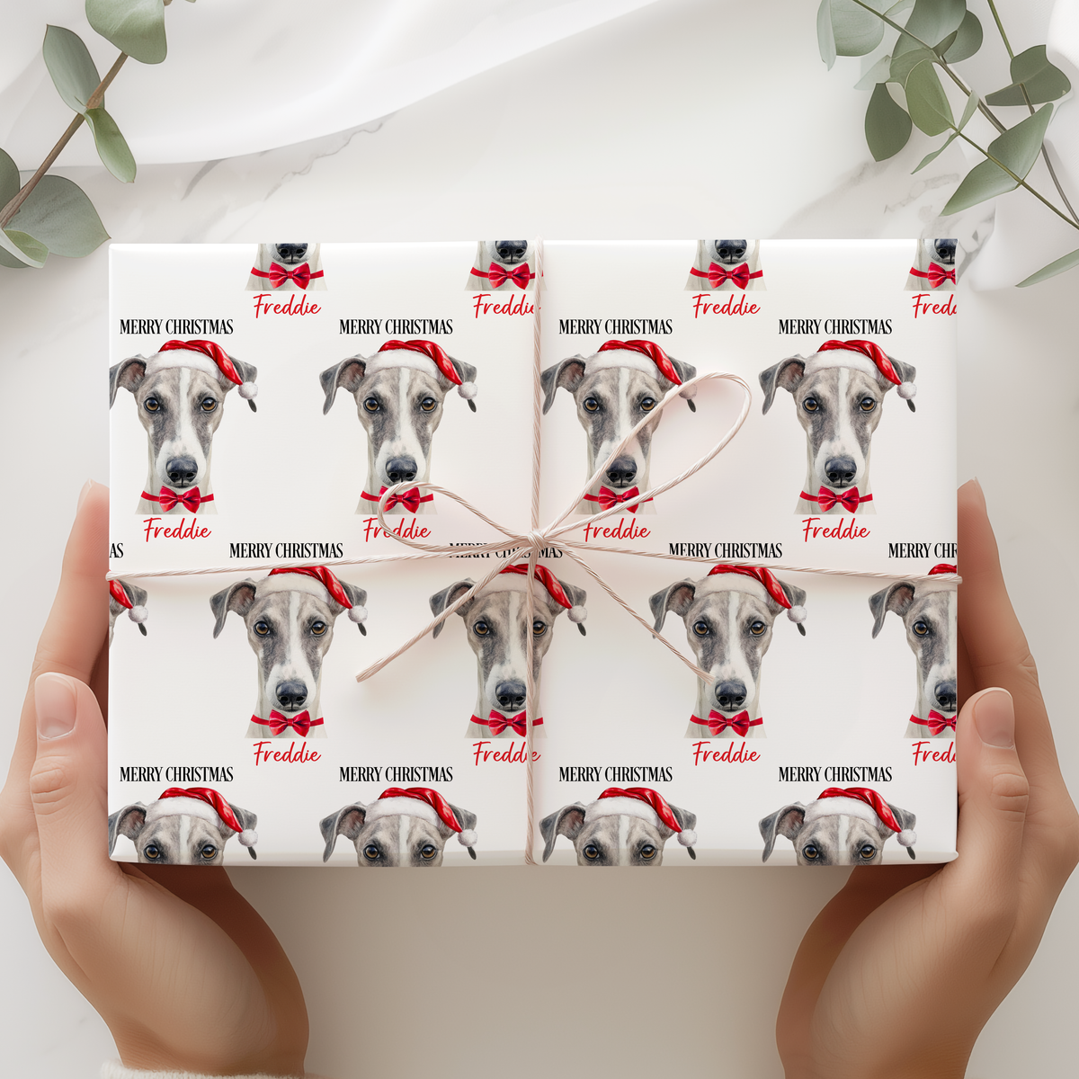 Personalised Whippet Christmas Wrapping Paper – Dog Gift Wrap