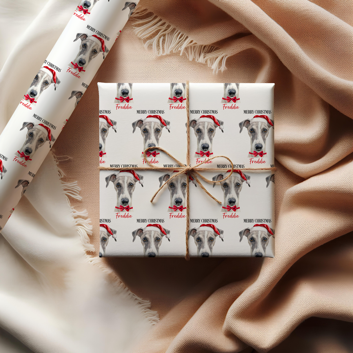 Personalised Whippet Christmas Wrapping Paper – Dog Gift Wrap