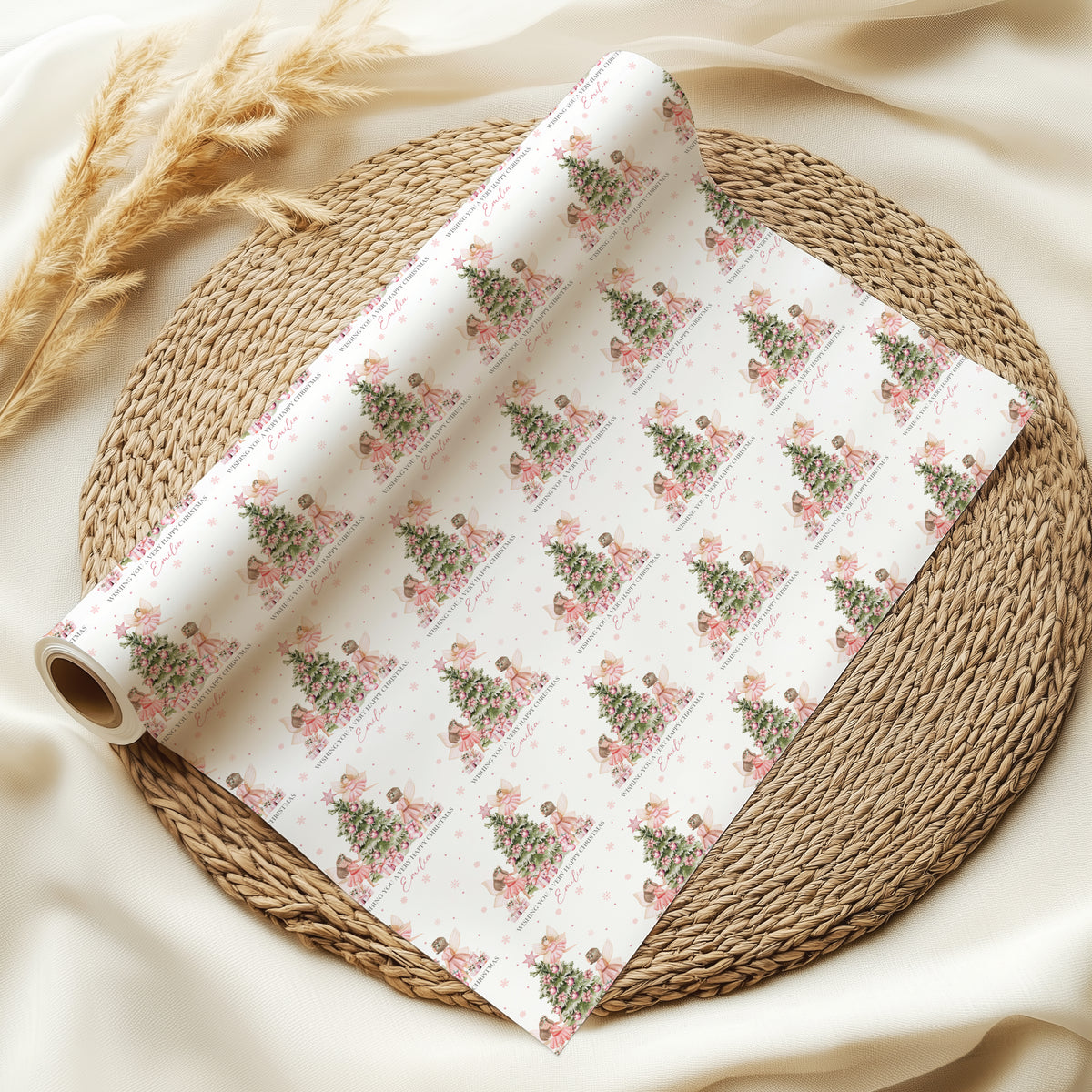 Personalised Fairy Christmas Wrapping Paper – Pink Christmas Gift Wrap