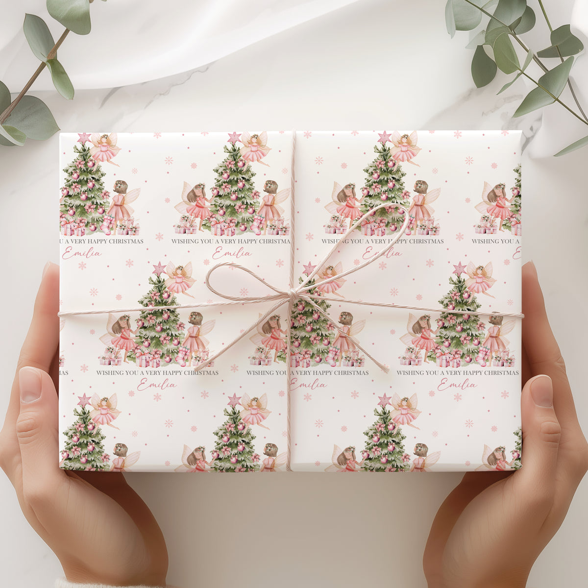 Personalised Fairy Christmas Wrapping Paper – Pink Christmas Gift Wrap