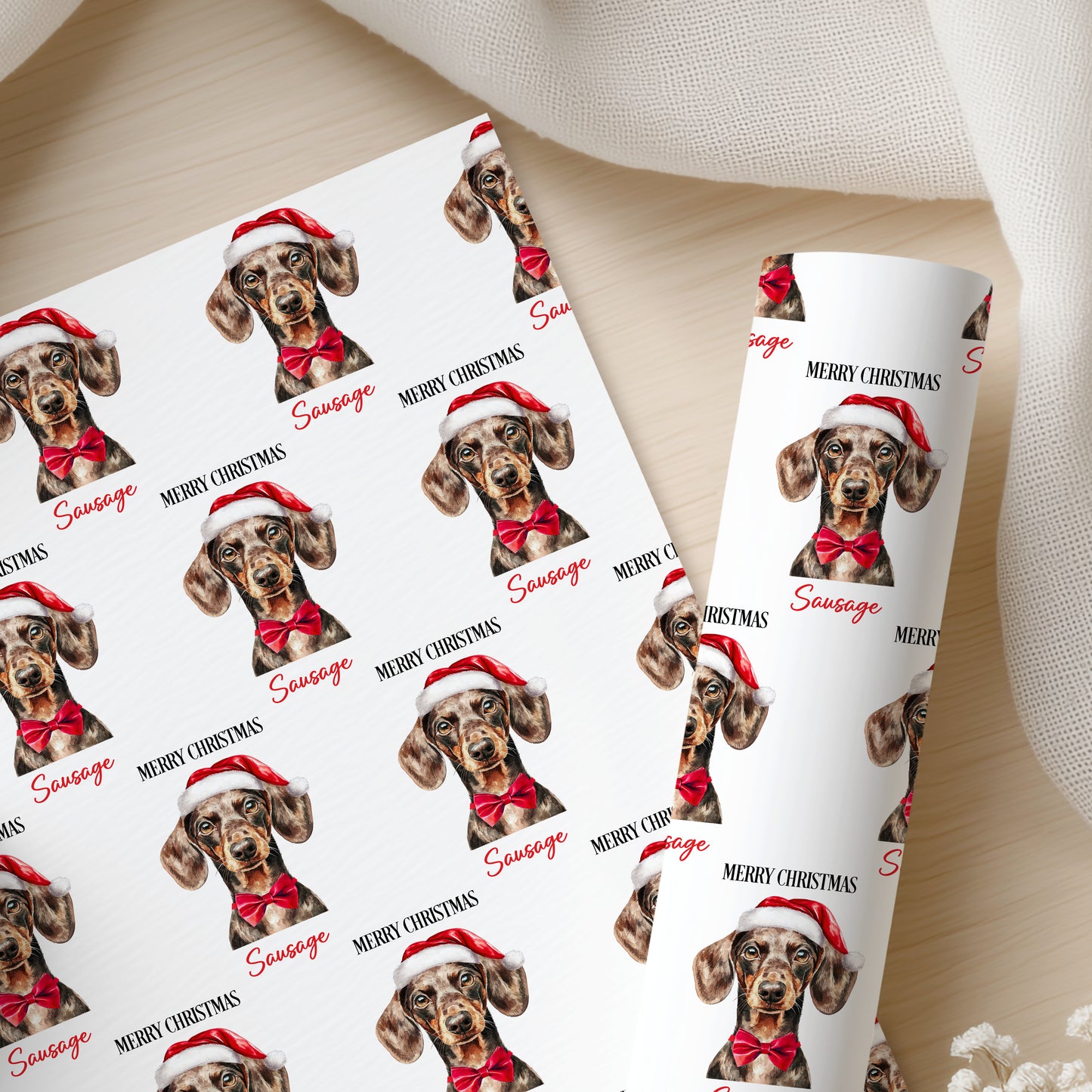 Personalised Dachshund Christmas Wrapping Paper – Sausage Dog Gift Wrap