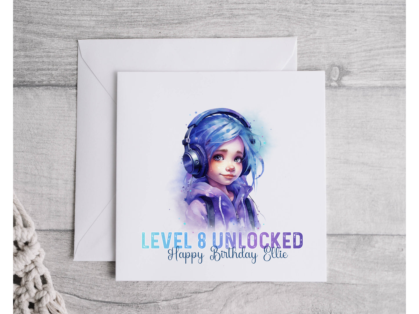 Personalised gamer girl birthday card