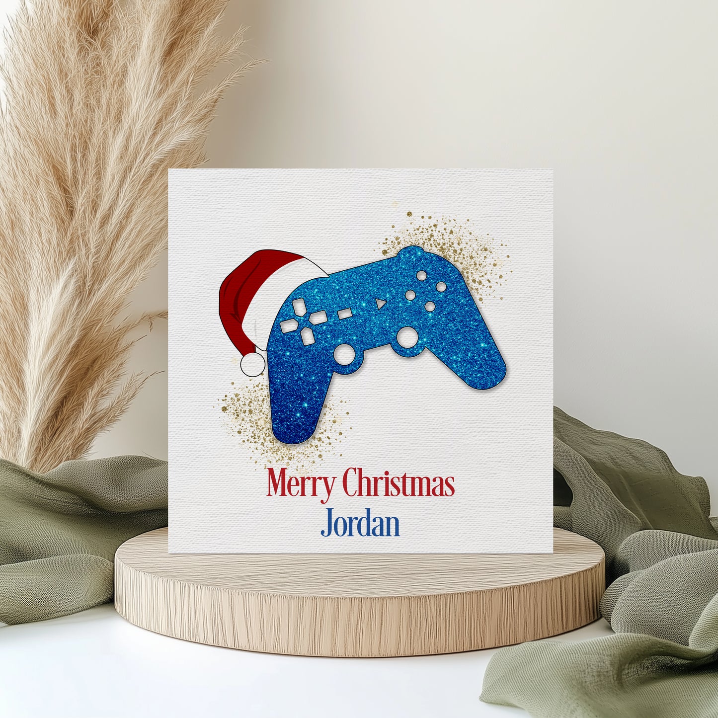 Personalised Gamer Christmas Card - Blue
