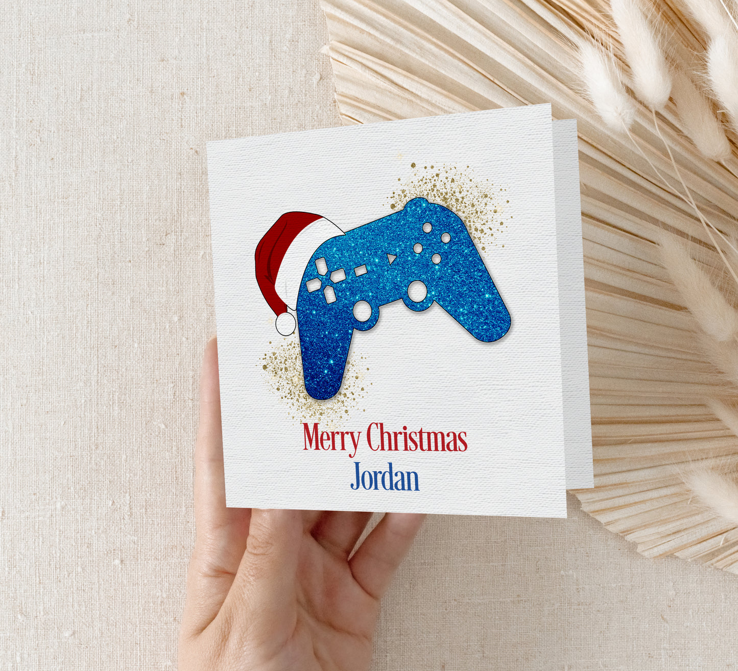 Personalised Gamer Christmas Card - Blue