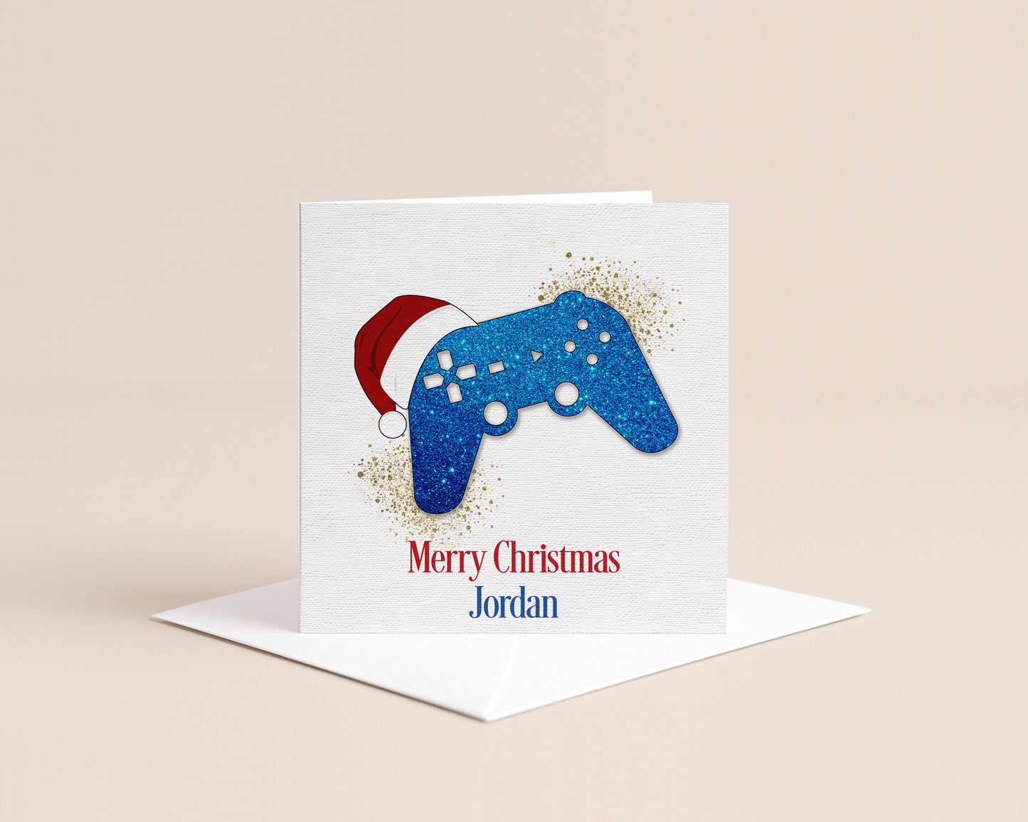 Personalised Gamer Christmas Card - Blue