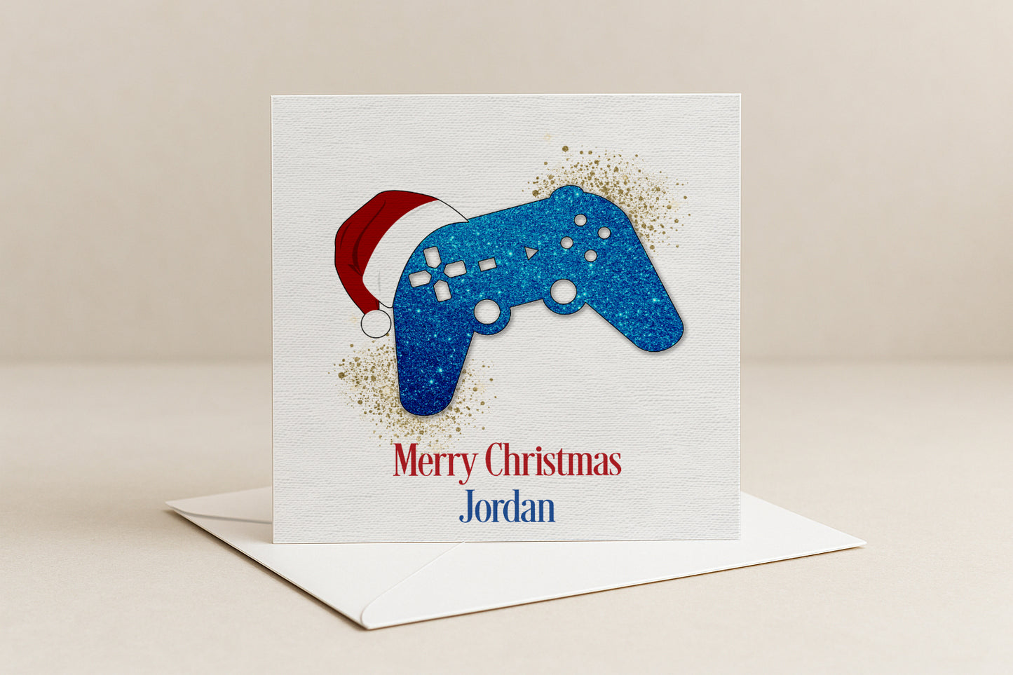 Personalised Gamer Christmas Card - Blue