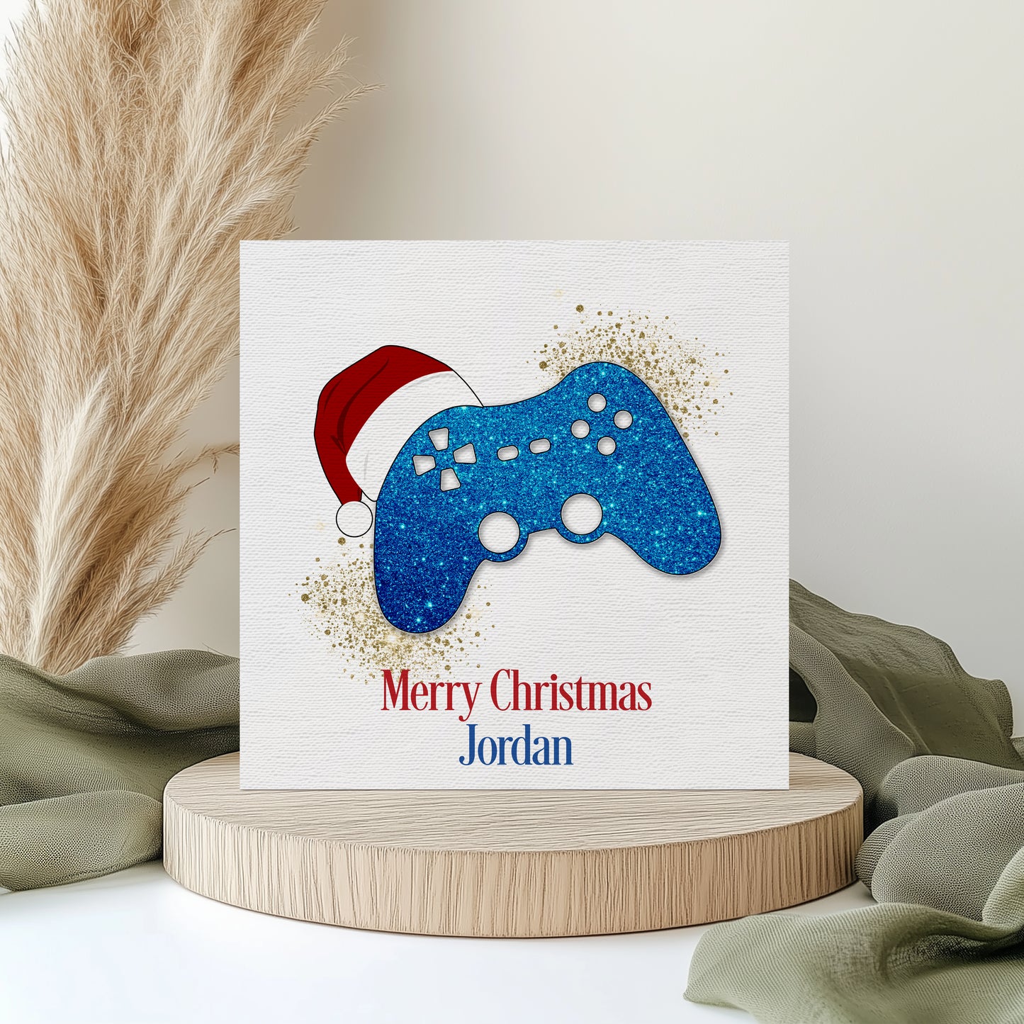 Personalised Gamer Christmas Card - Blue