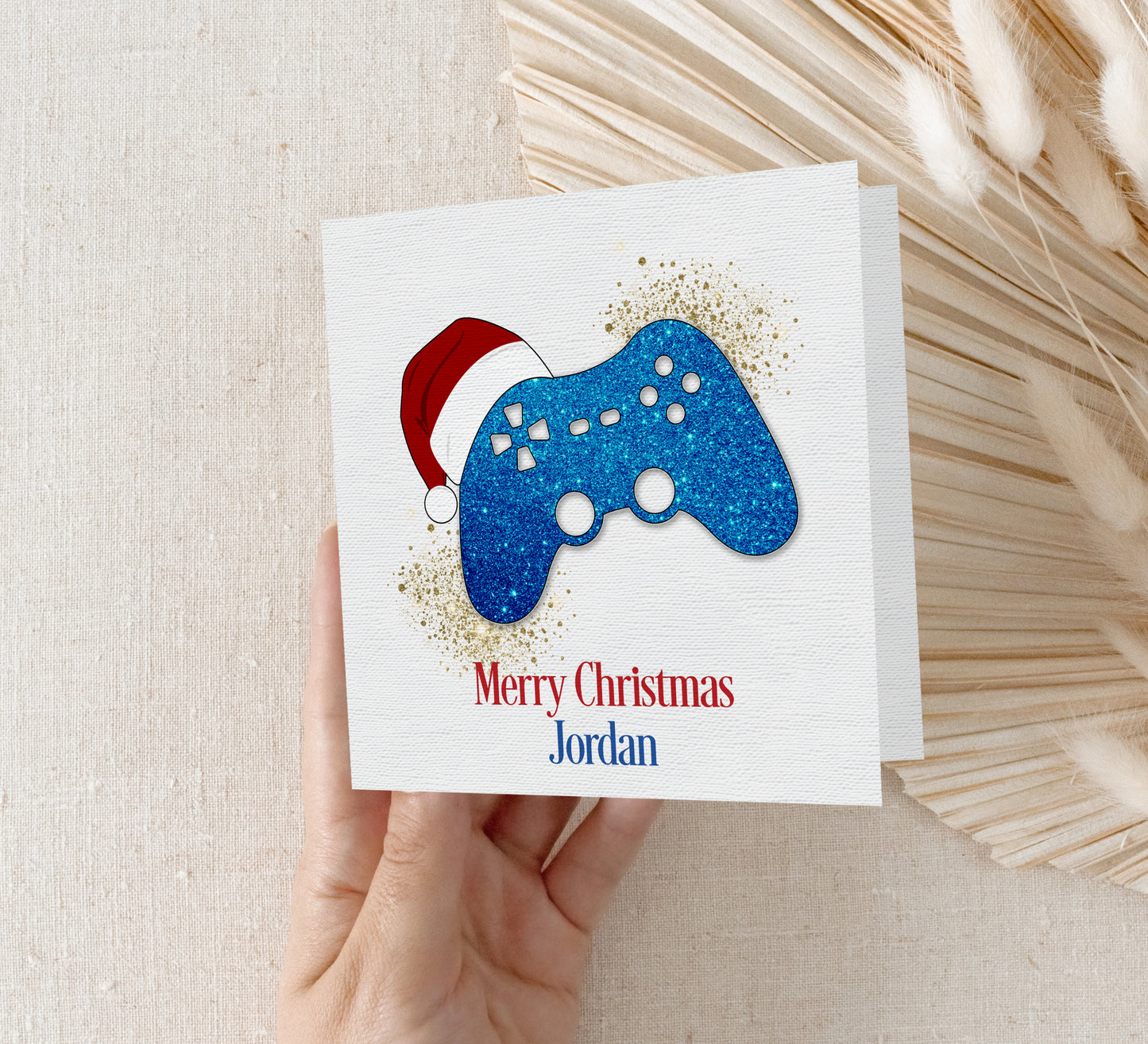 Personalised Gamer Christmas Card - Blue