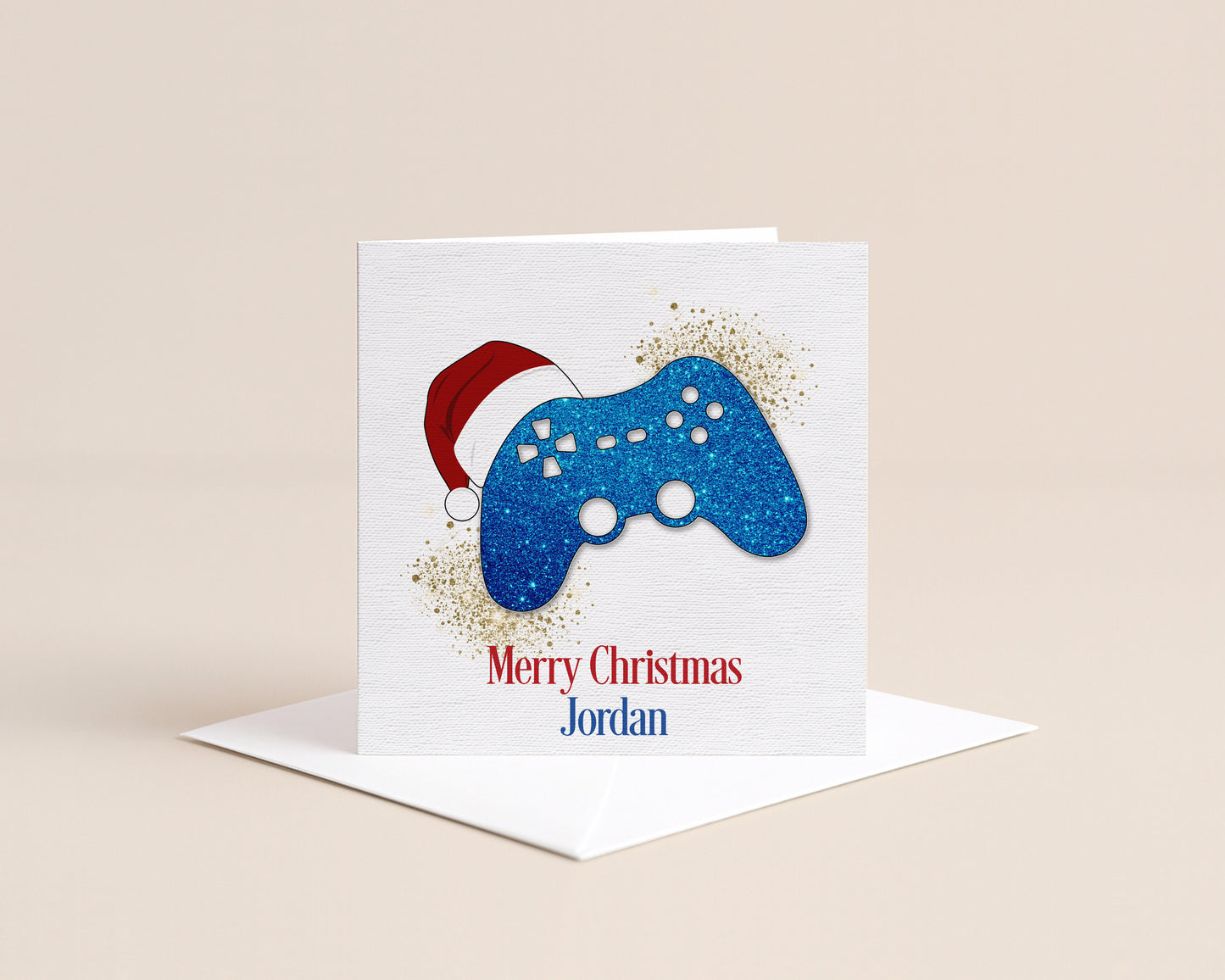 Personalised Gamer Christmas Card - Blue