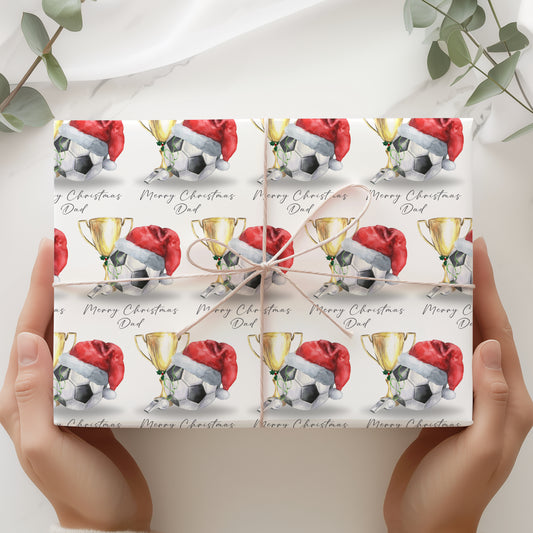 Christmas Football Wrapping Paper, Personalised Christmas Football Gift Wrap