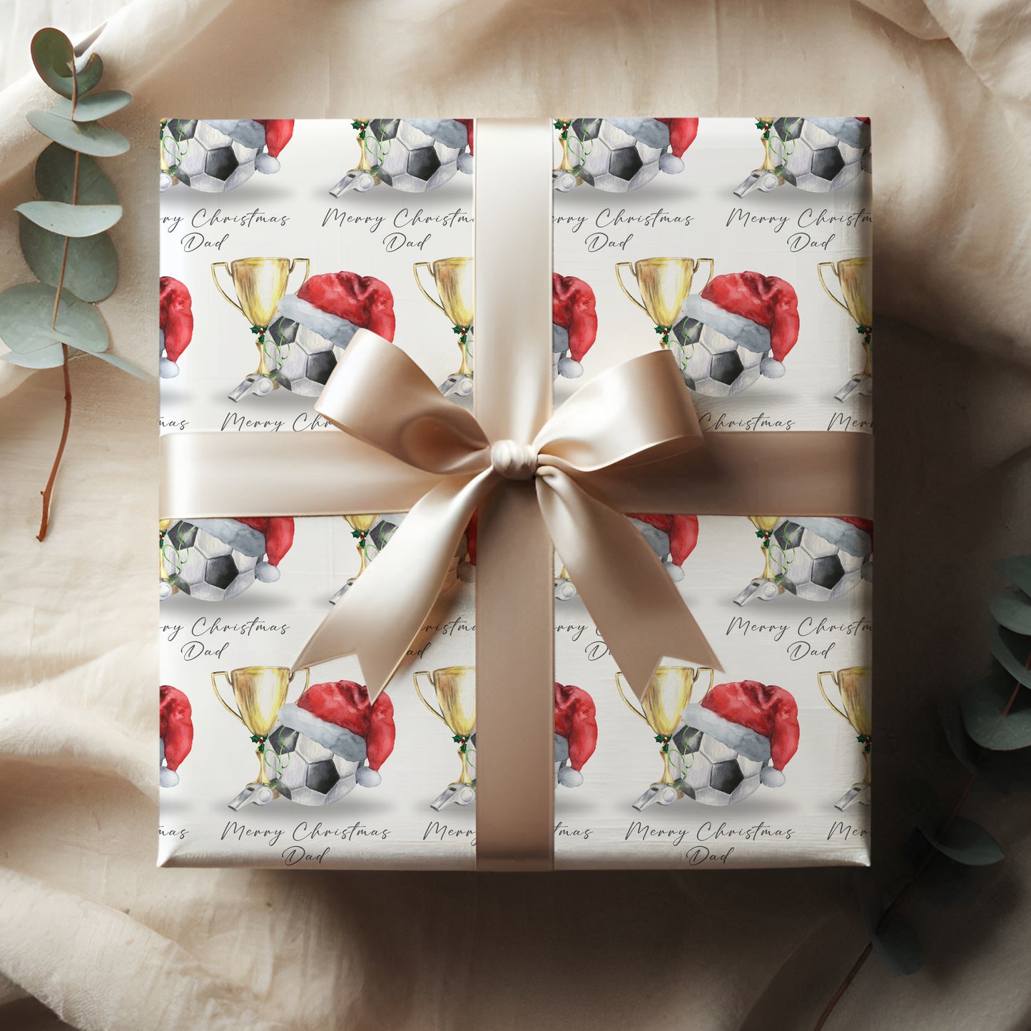 Christmas Football Wrapping Paper, Personalised Christmas Football Gift Wrap