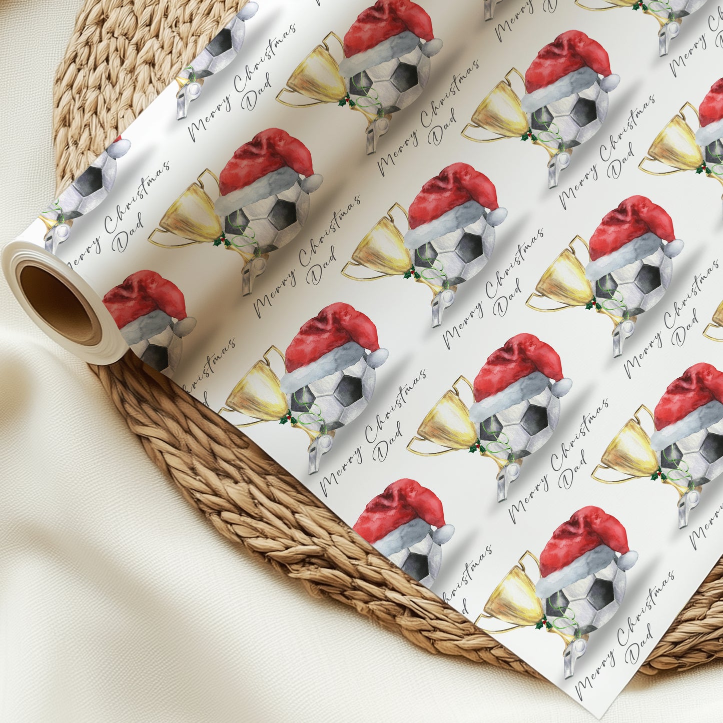 Christmas Football Wrapping Paper, Personalised Christmas Football Gift Wrap