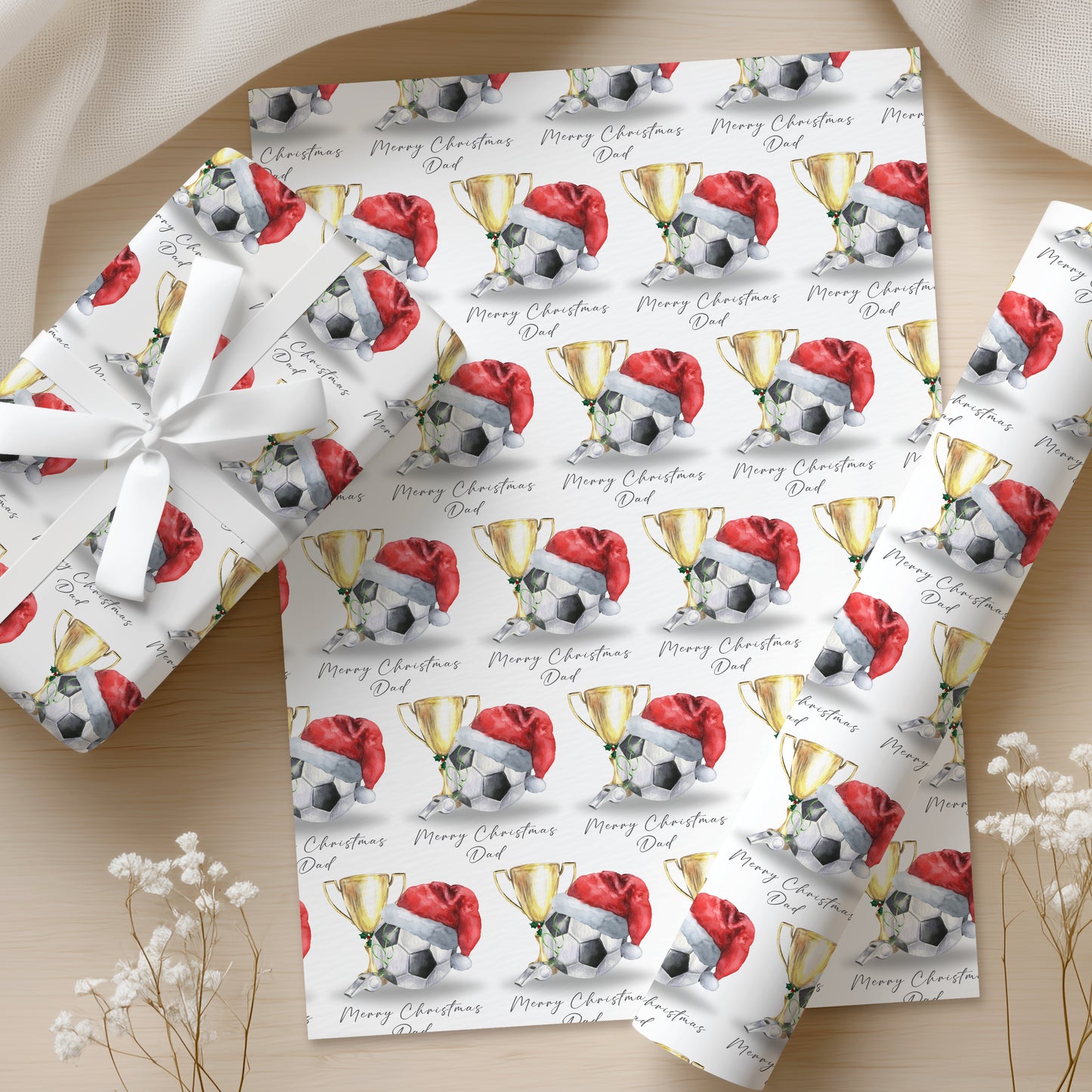 Christmas Football Wrapping Paper, Personalised Christmas Football Gift Wrap