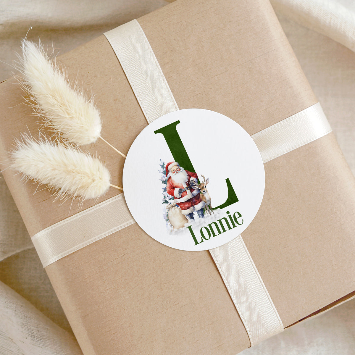 Personalised Christmas Stickers – Santa Initial Name Gift Stickers