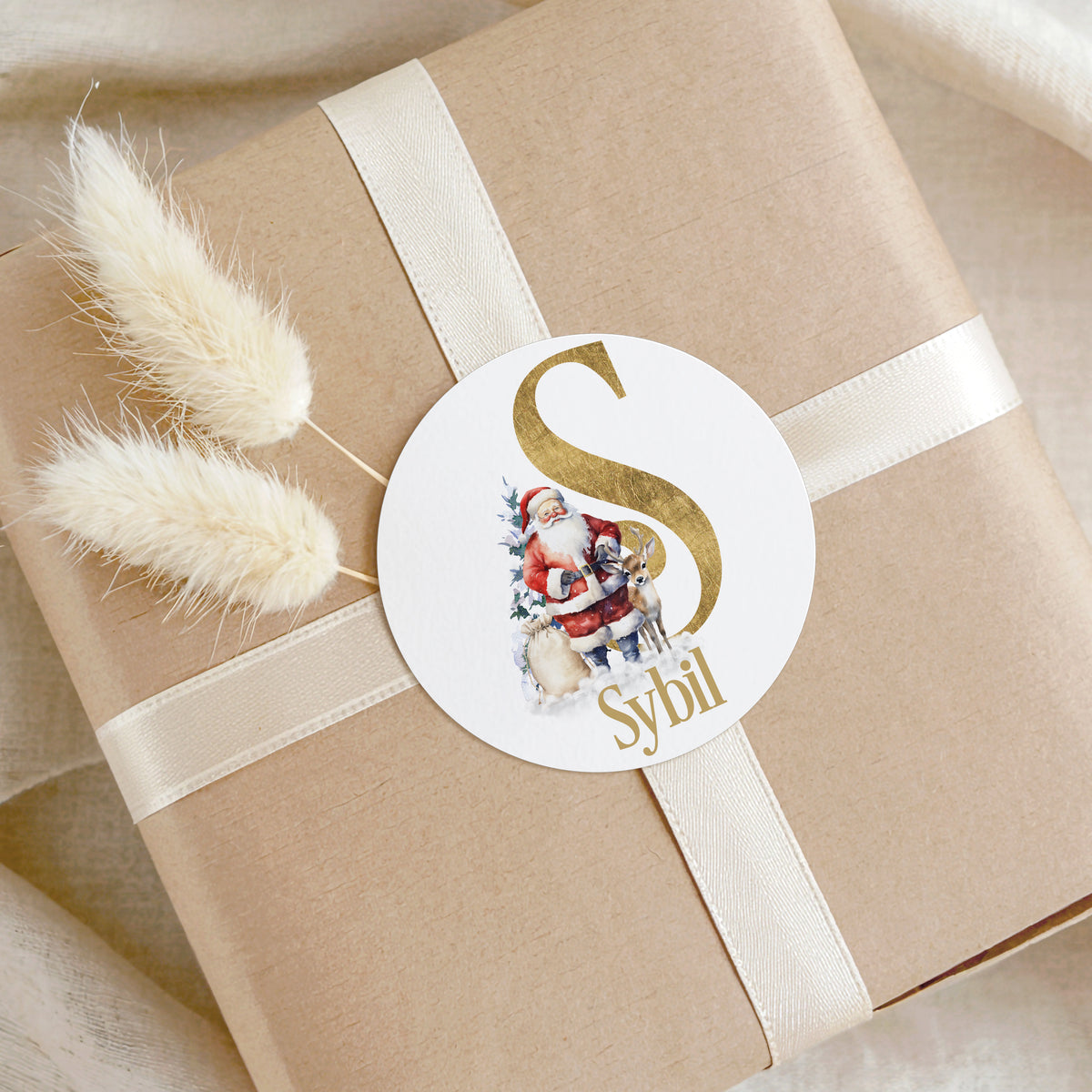 Personalised Christmas Stickers – Santa Initial Name Gift Stickers