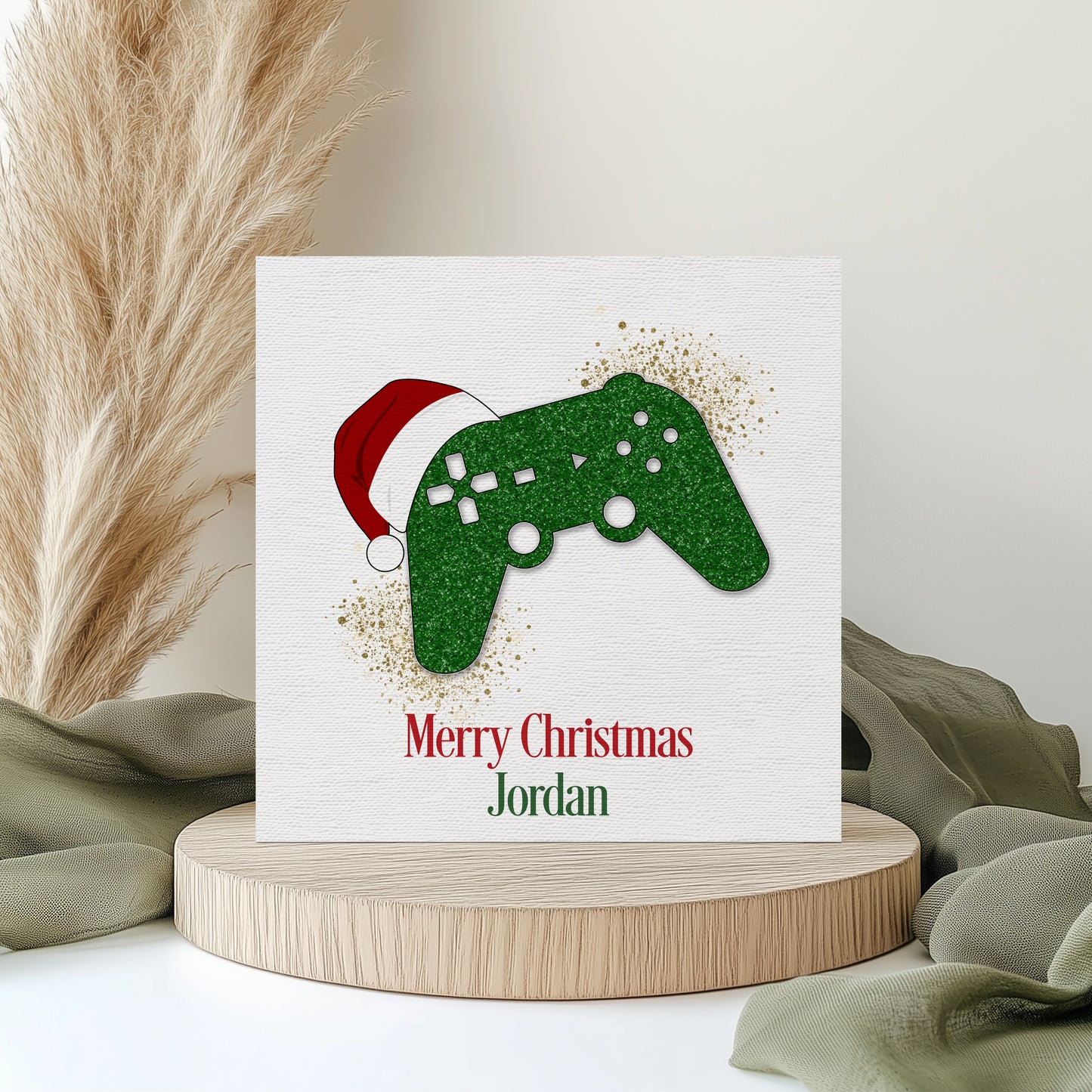Personalised Gamer Christmas Card - Green