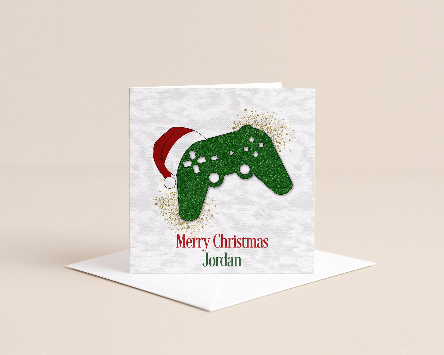 Personalised Gamer Christmas Card - Green