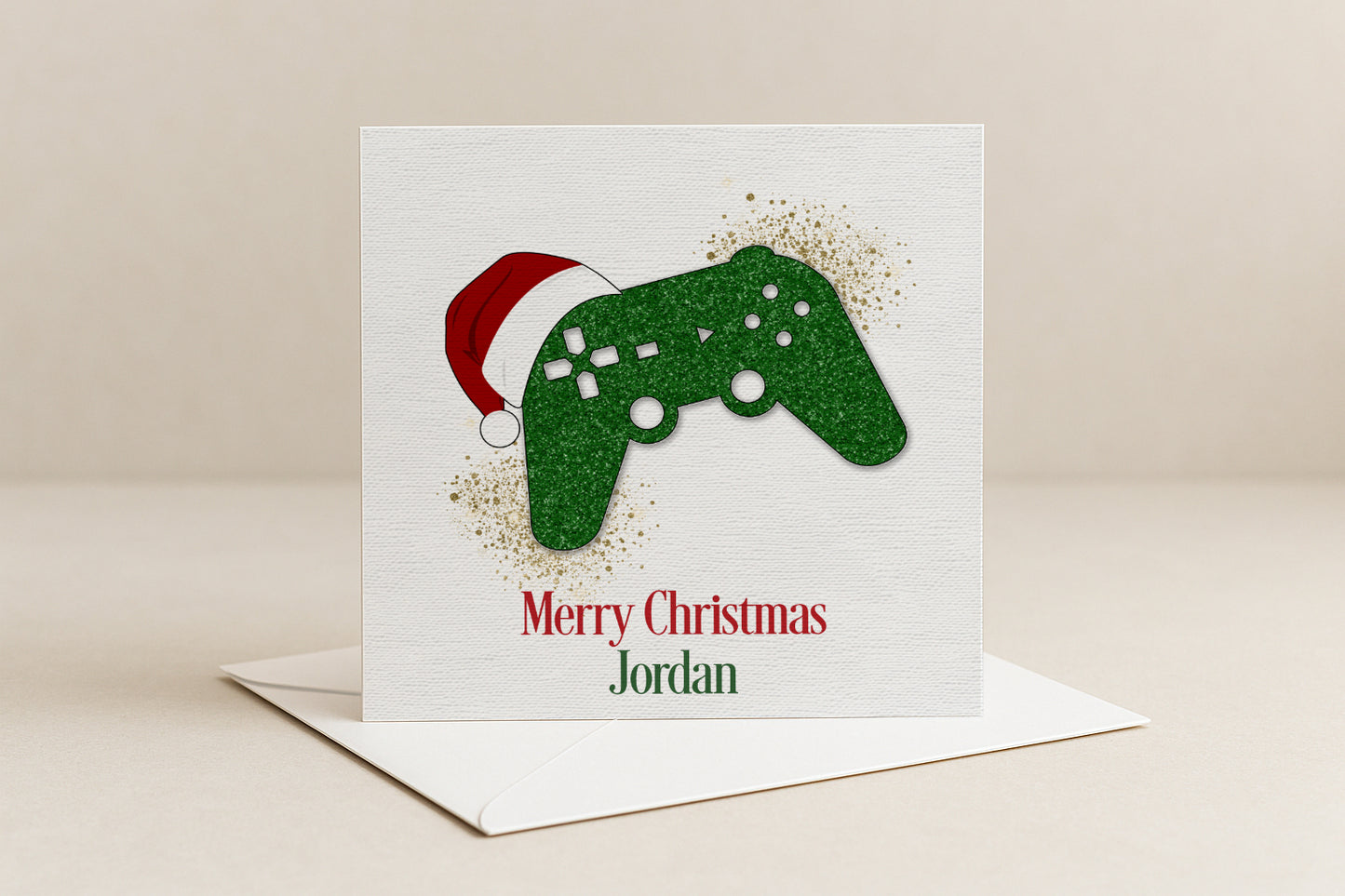 Personalised Gamer Christmas Card - Green