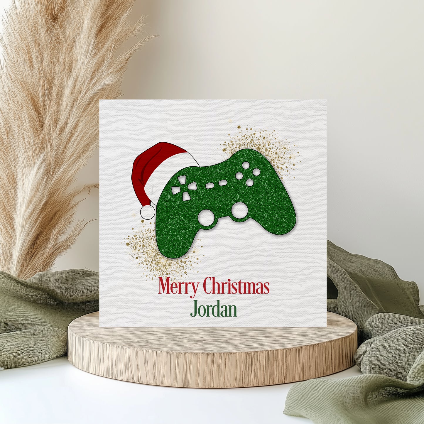 Personalised Gamer Christmas Card - Green
