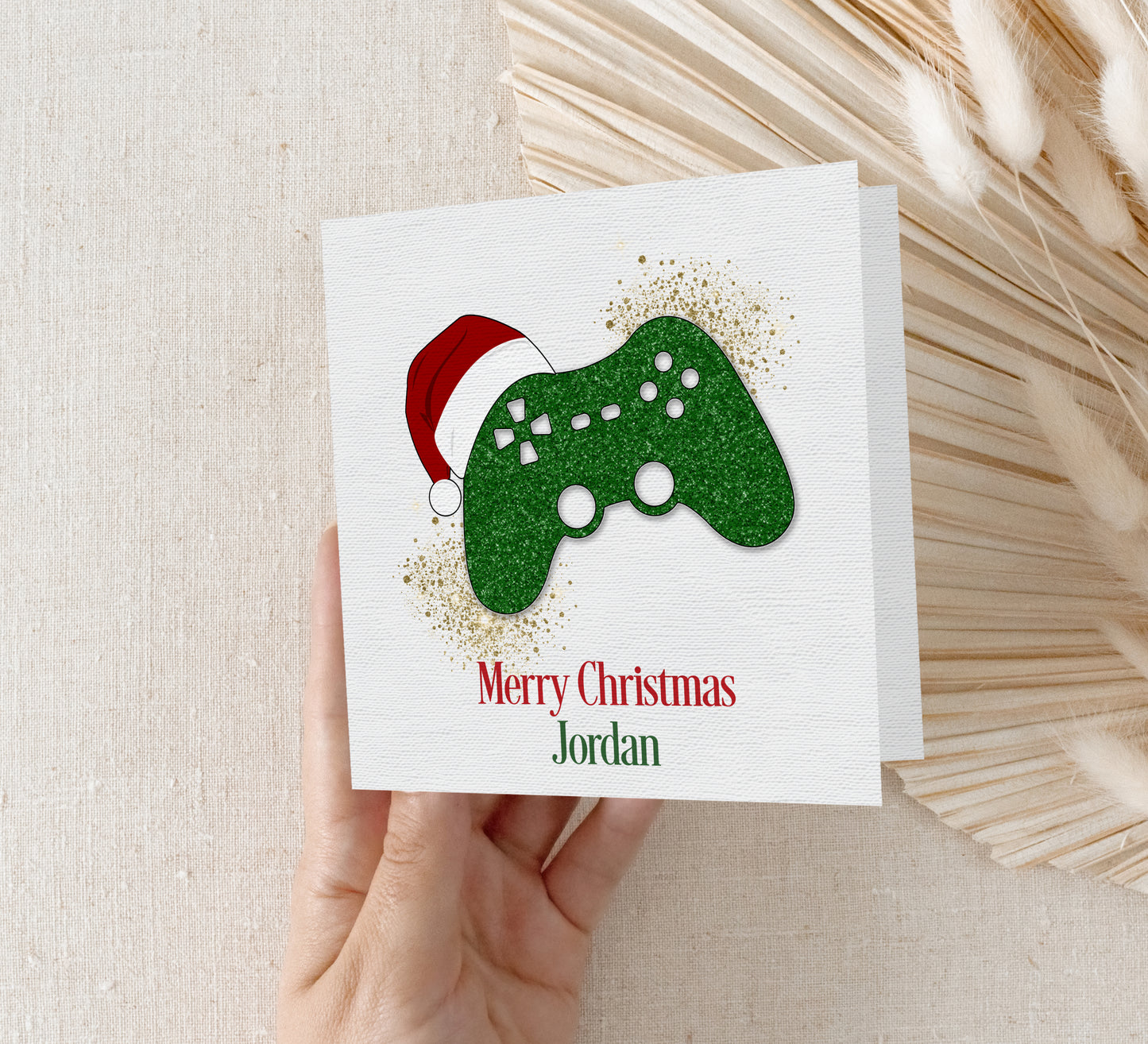 Personalised Gamer Christmas Card - Green