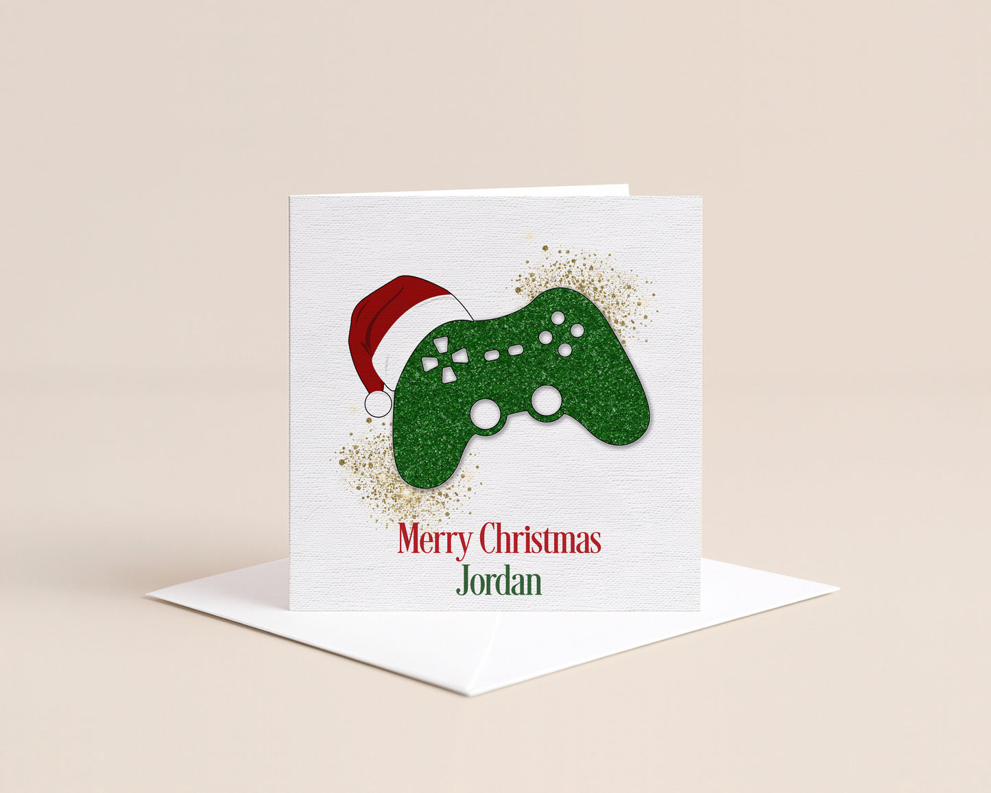 Personalised Gamer Christmas Card - Green