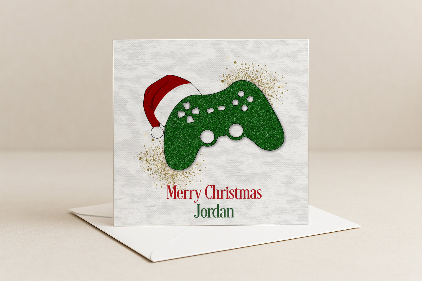 Personalised Gamer Christmas Card - Green