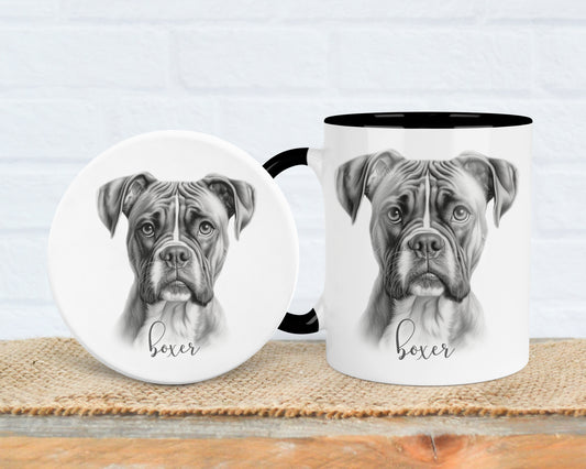 Boxer Dog Mug, Personalised dog breed mug, boxer gift, boxer mug, 11oz ceramic mug, dog lover gift, boxer dog, Mug and Coaster Set