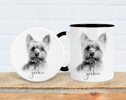 Yorkie Mug, Personalised dog breed mug, Yorkie gift, Yorkie mug, 11oz ceramic mug, dog lover, Yorkie Mug and Coaster gift set